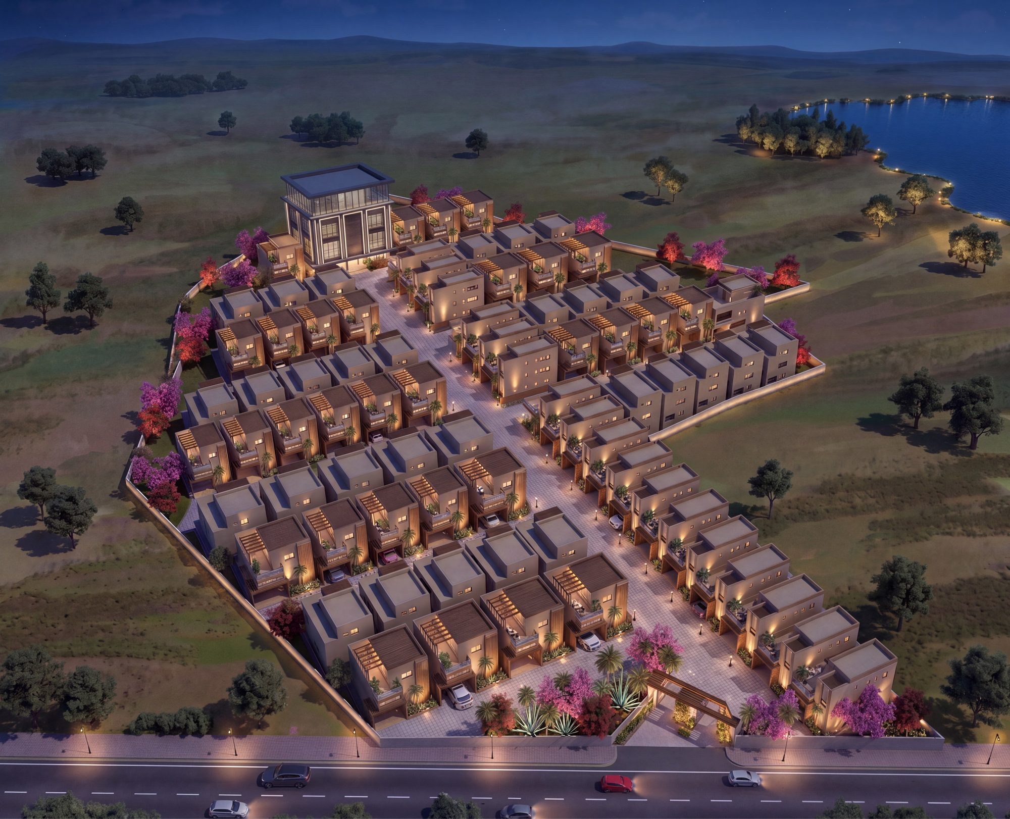 SRKg Purvi from above at night, architect’s view